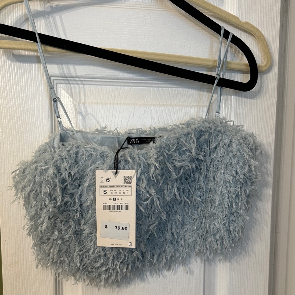 Zara Textured Light Blue Top